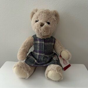 Harris Tweed Teddy Bear Plush 14” Scotland Wool Dress Collectible Toy